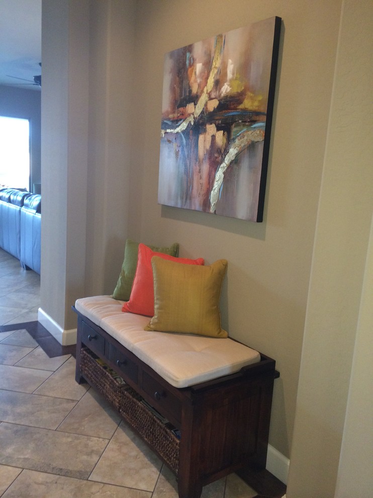 Example of a small transitional ceramic tile entry hall design in Phoenix