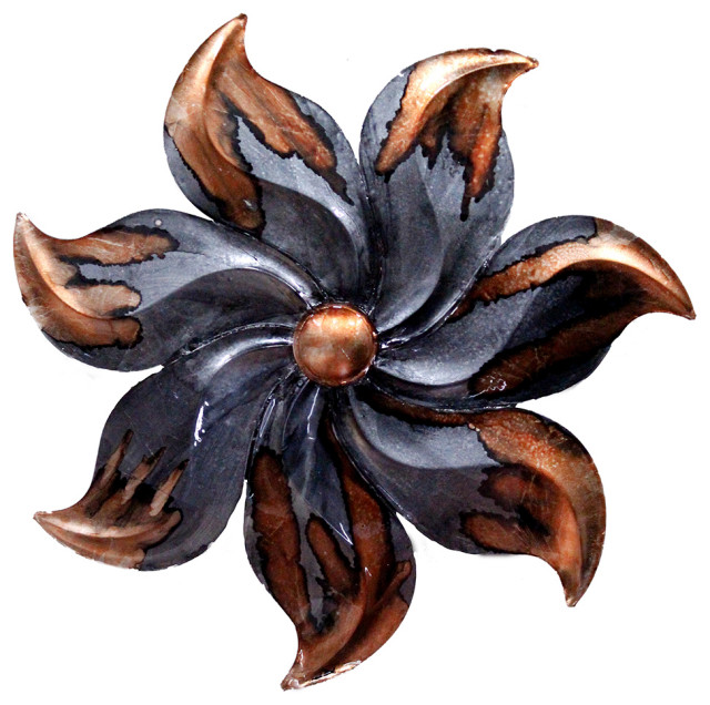 HomeRoots 29 X 2 X 29 Copper And Pewter Metal Large Flower Wall HomeRoots 29 X 2 X 29 Copper And Pewter Metal Large Flower Wall