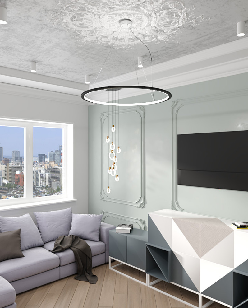 Кухня гостиная в нежных цветах