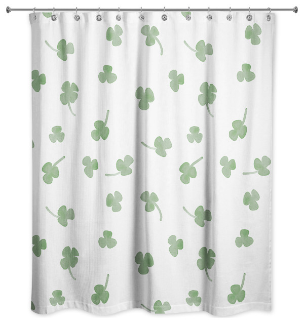 Tiny Shamrock Pattern 71"x74" Shower Curtain, 71x74 Contemporary