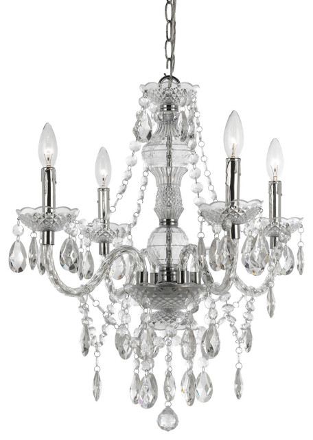 Hannah 4-Light Mini Chandelier, Chrome Finish and Faux Crystals, Clear