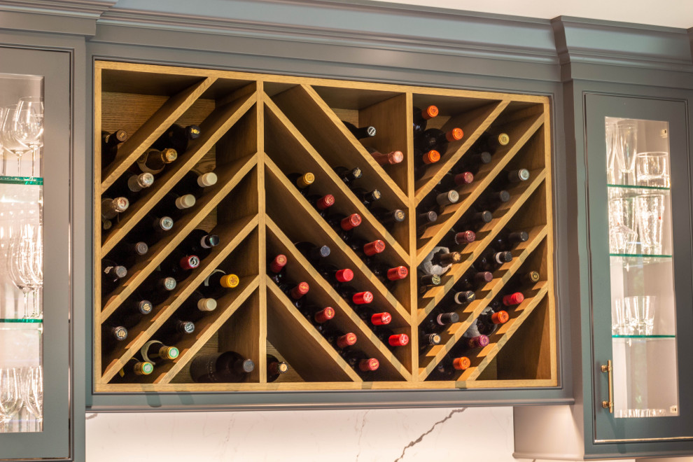 Inspiration for a large transitional wine cellar in Other with medium hardwood floors and brown floor.