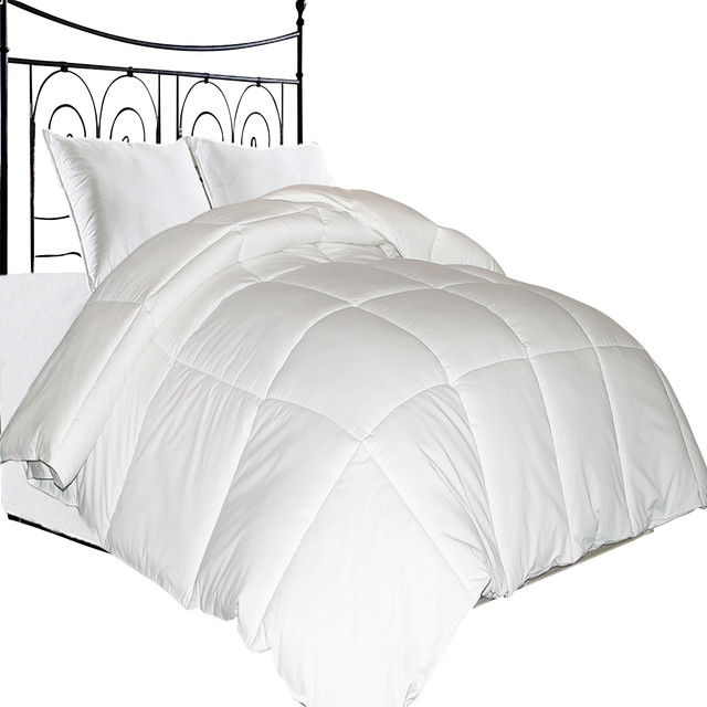 Microfiber Cover Natural Feather Down Fiber Blend Comforter White