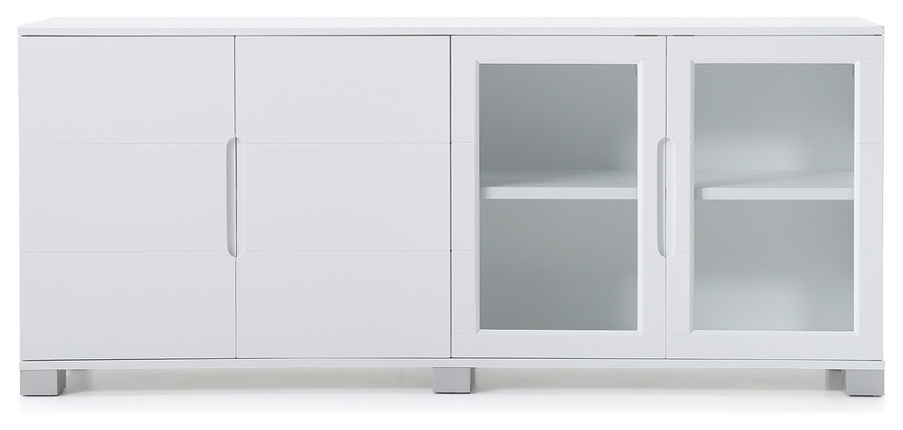 Hayes Modern Cabinet White With Glass Doors Contemporary