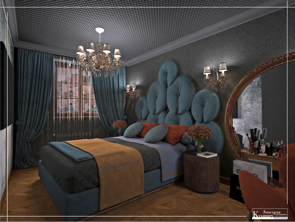 Королевская спальня, авторский микс стилей. Проект 2019г
