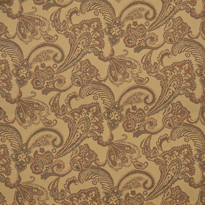 Orange Tan Brown Floral Foliage Indoor Outdoor Upholstery Fabric By The Yard
