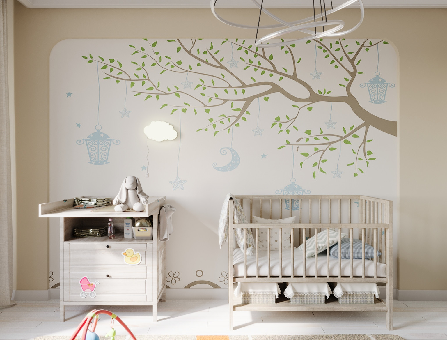 Детская комната с дизайнерскими обоями от студии «Wall Street» — «Baby World»