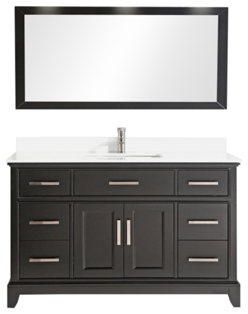 Vanity Art Vanity Set With White Stone Top, 60" Transitional