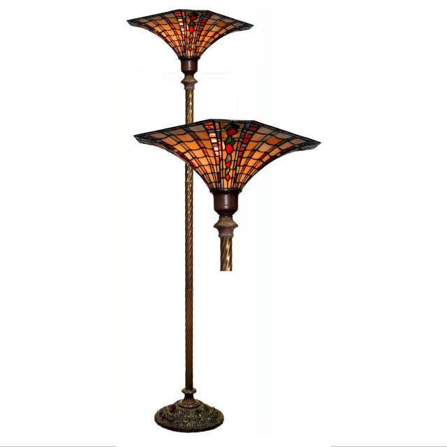 Large 18" 1Light Multi Finish Tiffany Floor Lamp With Light Kit