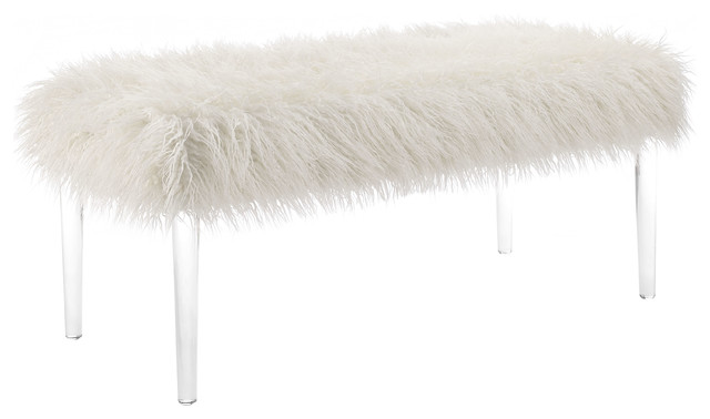 Furry Acrylic Leg Bench Contemporary Upholstered Benches By Furry Acrylic Leg Bench