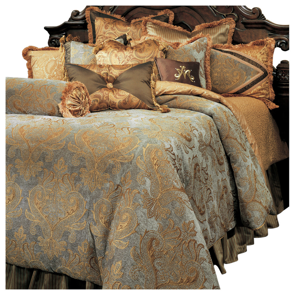 AICO Michael Amini Elizabeth 12Piece Queen Comforter Set, Aqua