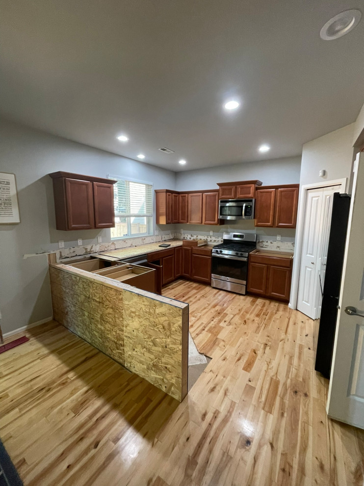 Two-Tone Kitchen Cabinet Reface in Navy & Light Gray
