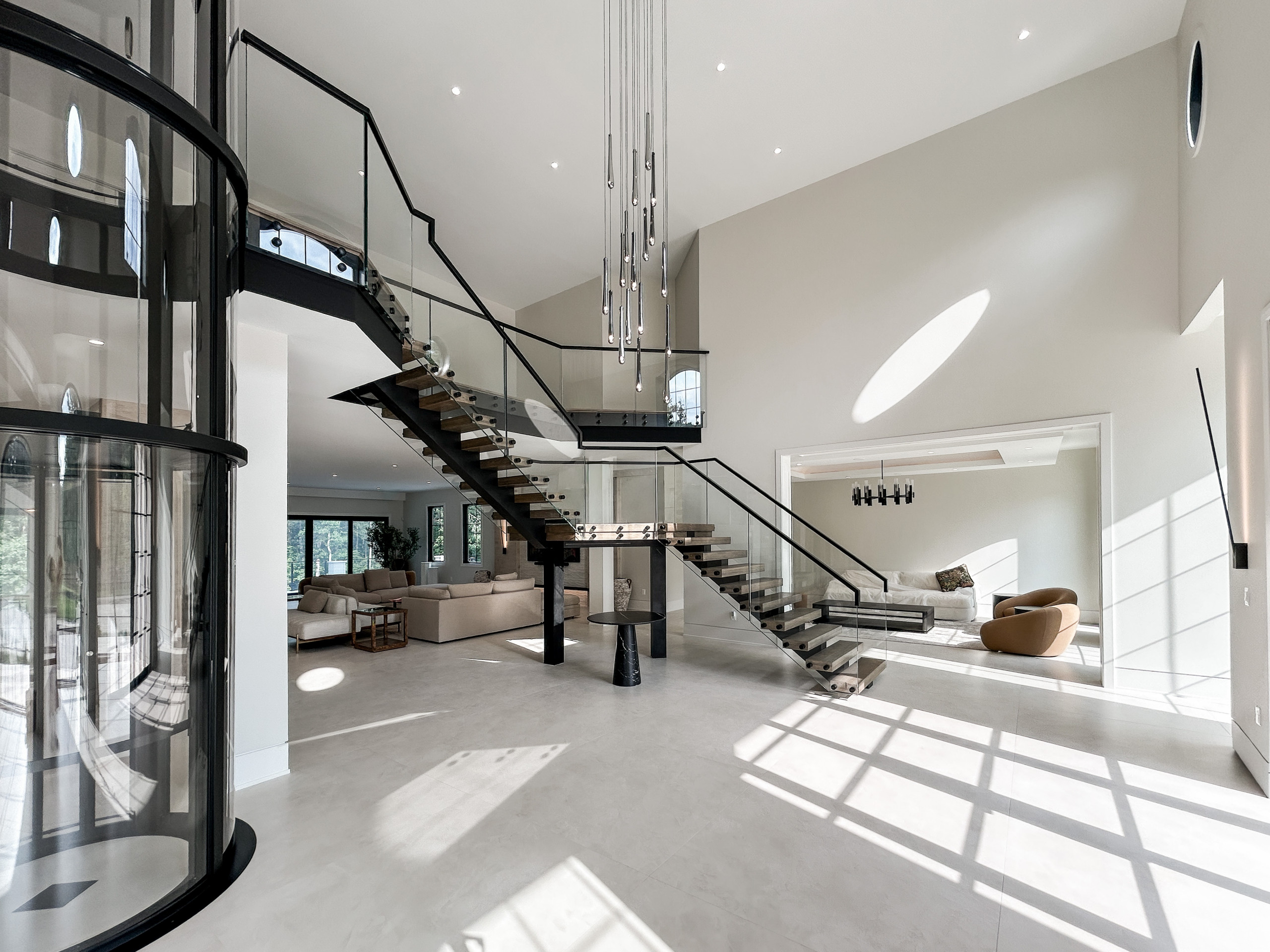 Project #159 | Modern Foyer Stair with Stand-off Glass Railing