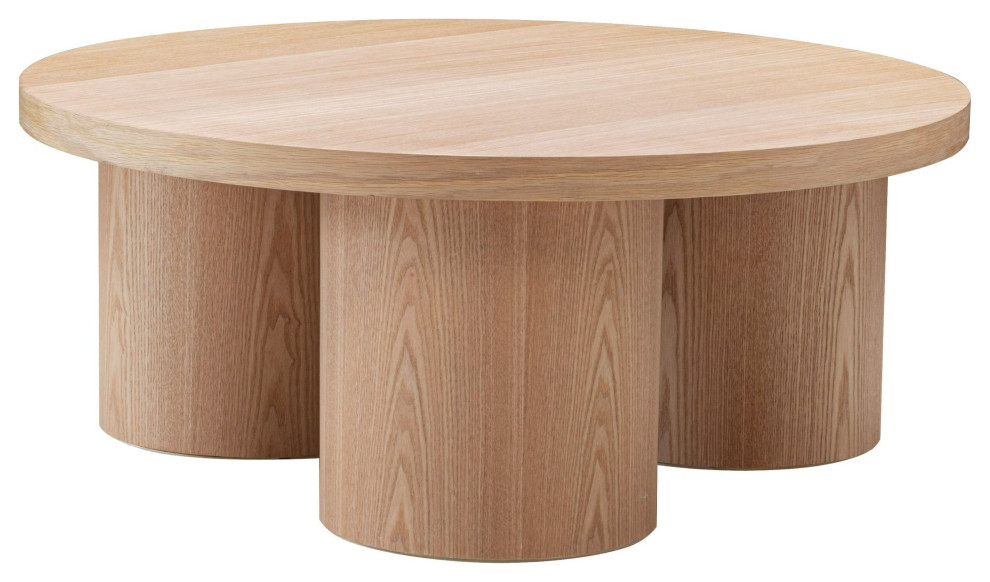 Modrest Babson Modern Natural Oak Round Coffee Table - Transitional ...