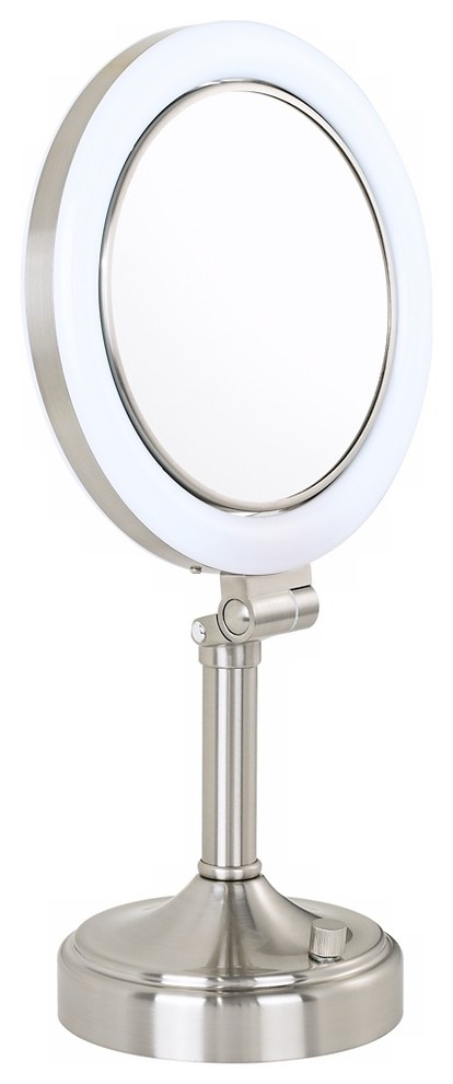 Surround Lighted Pivoting Pedestal Vanity Mirror