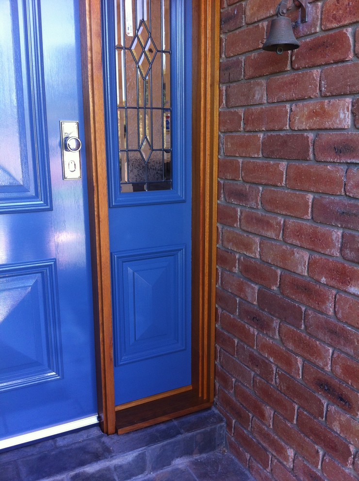 Mid-sized traditional front door in Melbourne with a blue front door and a single front door.