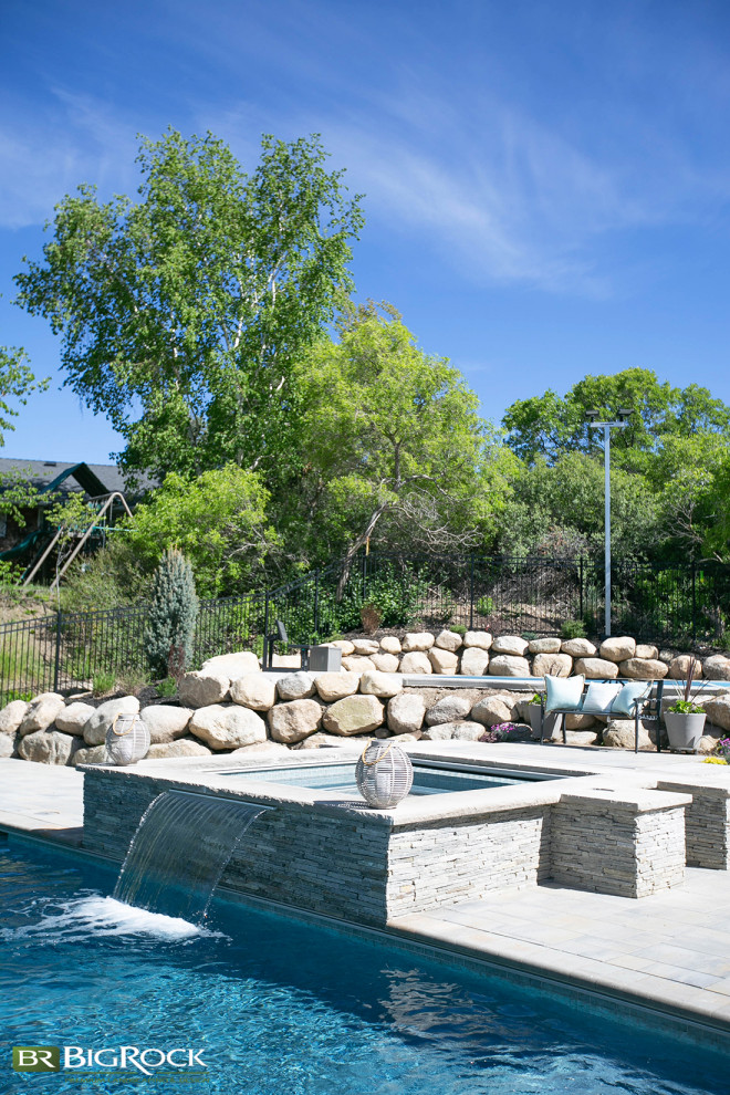 Water Feature From Hot Tub Contemporary Pool Salt Lake City by Big Rock Landscaping Houzz