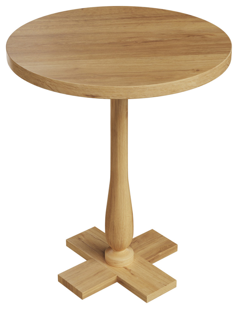 Side Table Mango Wood Pedestal Table for Couch, Loveseat, Entryway, or Bed