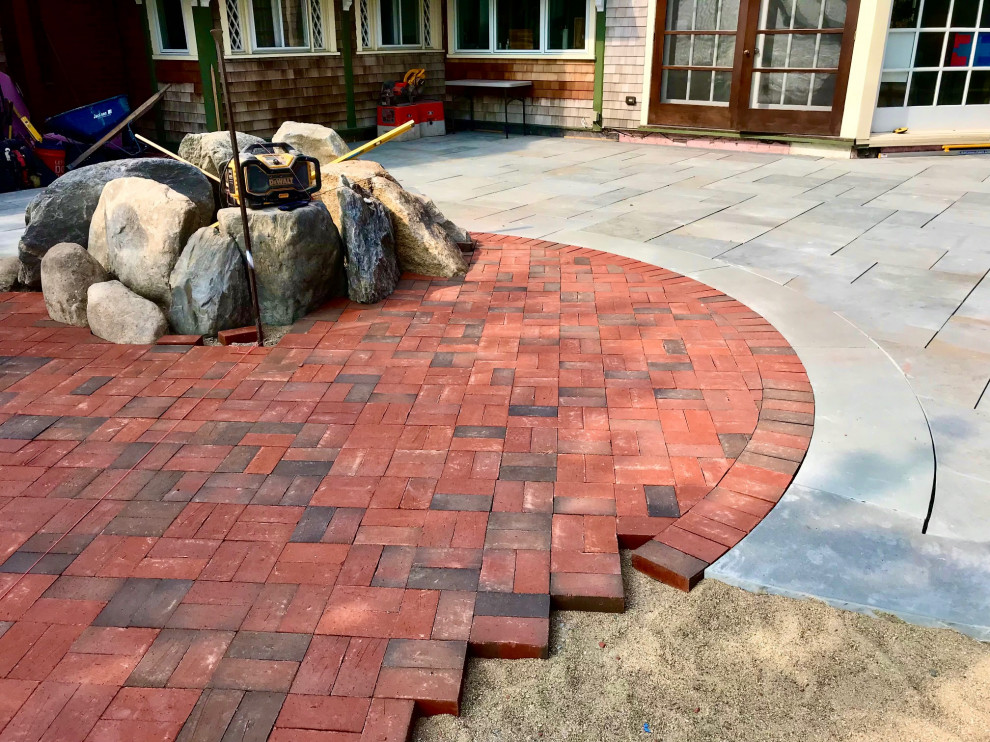Custom Boulder Firepit and Patio