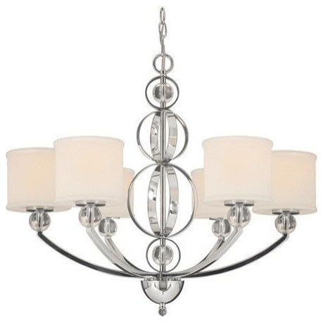 Cerchi Chrome Six-Light Chandelier with Etched Opal Glass