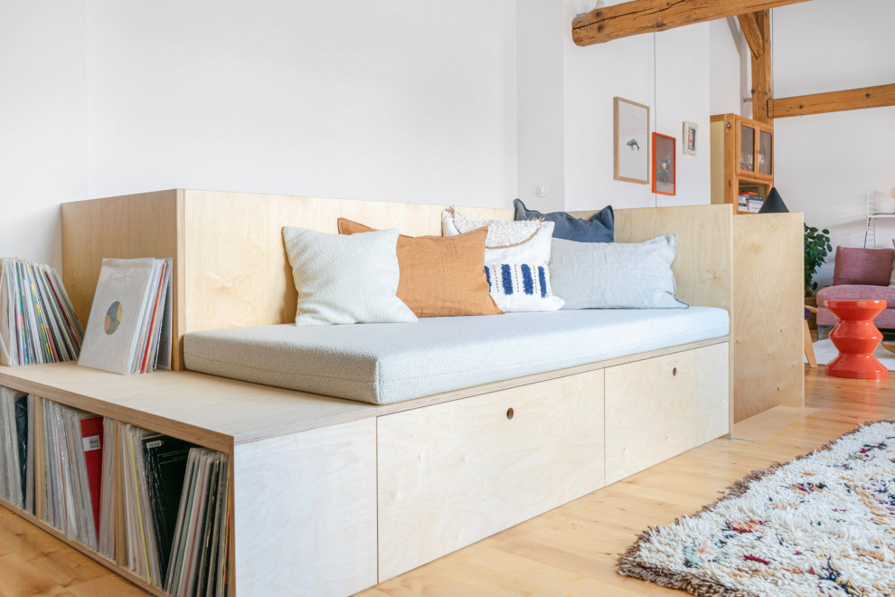 Ispirazione per un soggiorno nordico di medie dimensioni e stile loft