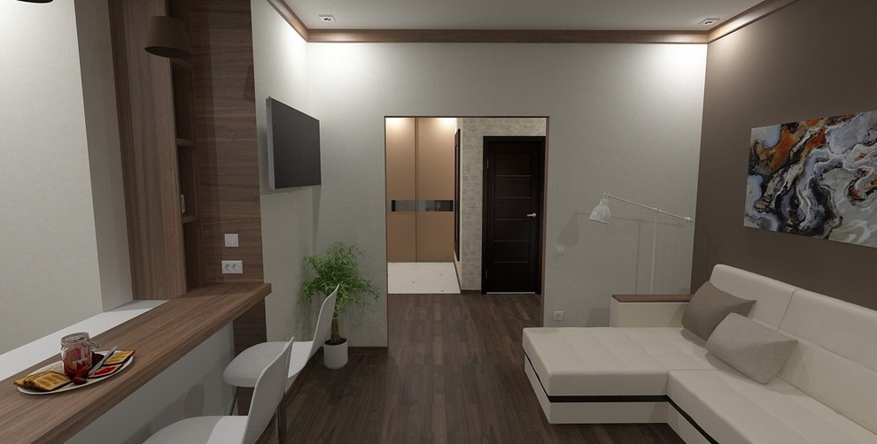 Кухня-гостиная в стиле хай-тек