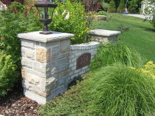 Stone Address Pillars & Wall - Traditional - Landscape - Toronto - by