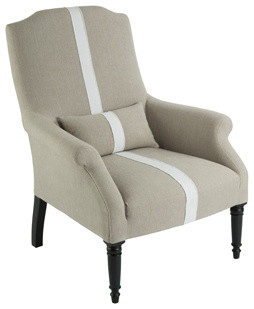 Portia Chair in Dark Linen with Stripe - Aidan Gray