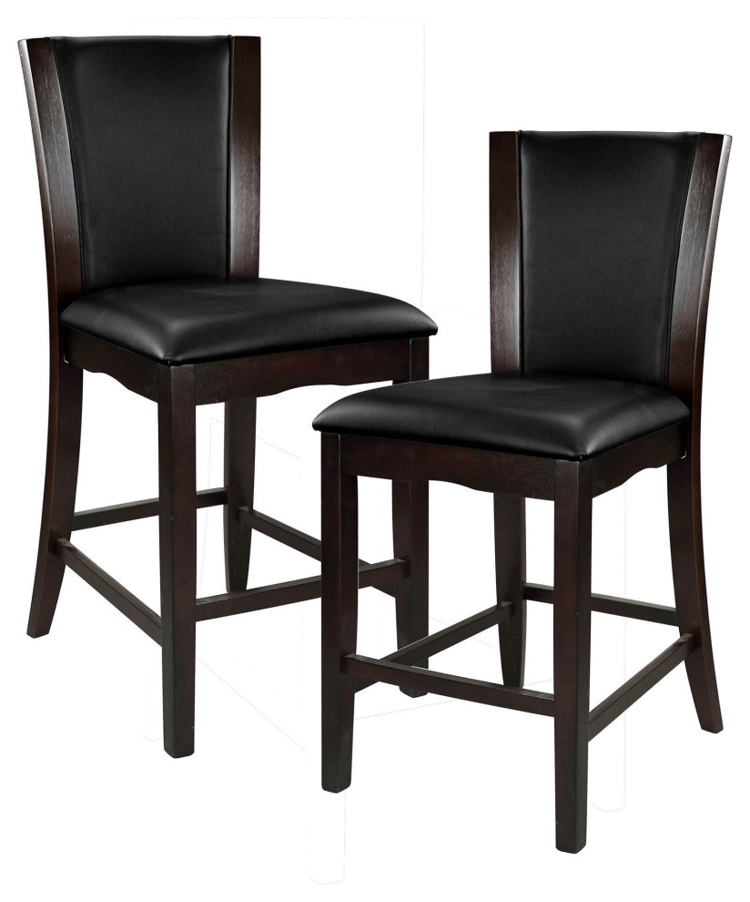 Lexicon Counter Height Dining Chair, Espresso Finish, Dark Brown PU