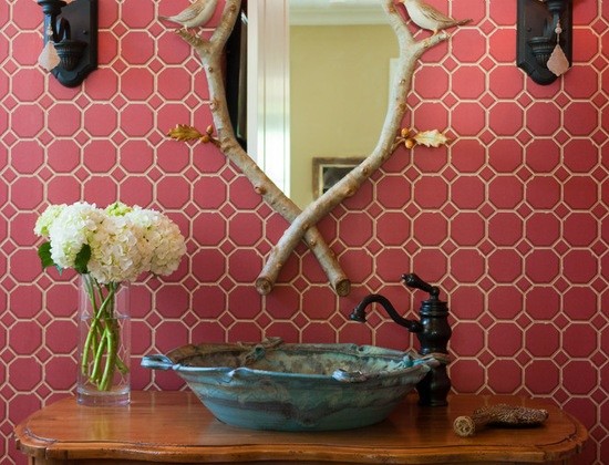 Eclectic powder room in Austin.