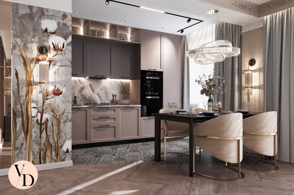 Дизайн проект гостиной, объединенной с кухней