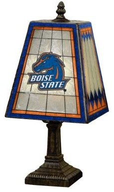 Novelty Lamps: NCAA 14 in. Boise State Broncos Art Glass Table Lamp COL BOS 462