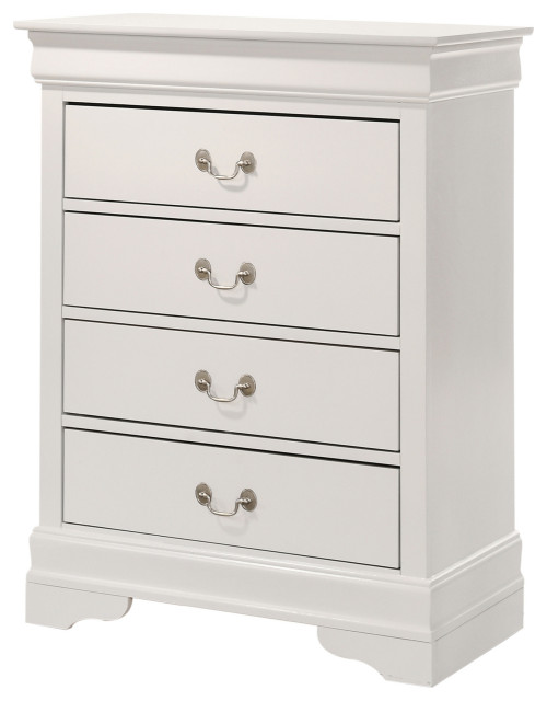 Louis Phillipe White 4 Drawer Chest of Drawers (31"L X 16"W X 41"H