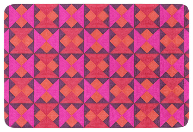 Empire Ruhl "A Quilt Pattern" Pink Red Memory Foam Bath Mat, 24"x36"