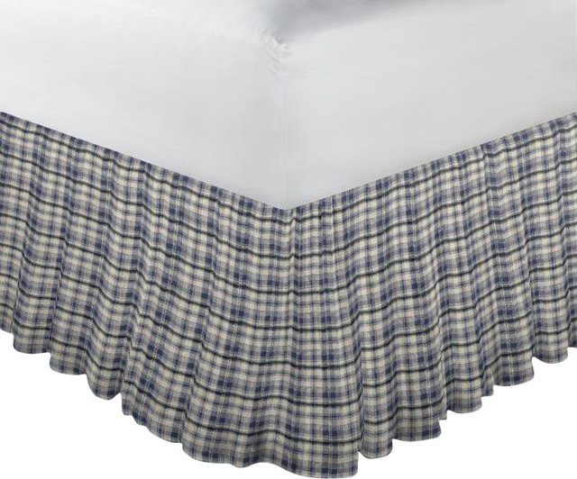 Off White and Black Fabric Dust Ruffle Queen Farmhouse Bedskirts