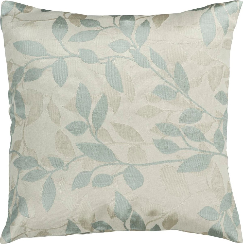 Surya Flowering Pillow, Ivory, 22"x22", Polyester Filler