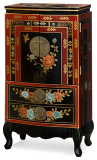 asian red hand painted jewelry armoire asian red hand painted jewelry armoire