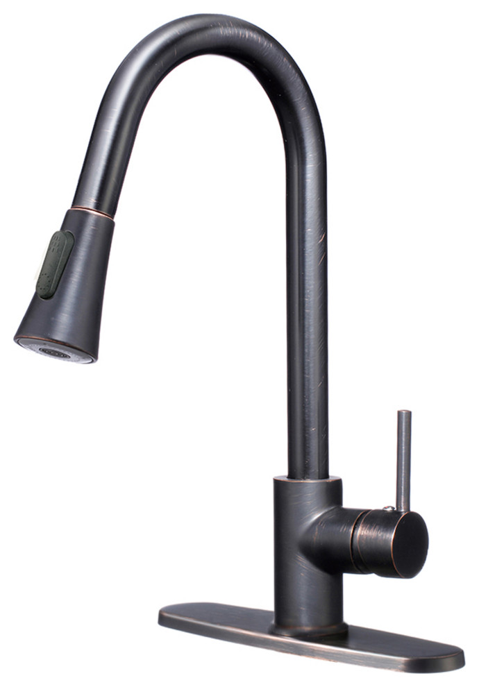 Novatto Dual Action Single Lever Pull-down Kitchen Faucet, Oil Rubbed Bronze