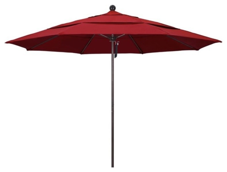 California Umbrella Venture 11' Bronze Market Umbrella in Red