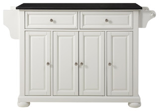 Alexandria Solid Black Granite Top Kitchen Island - Traditional