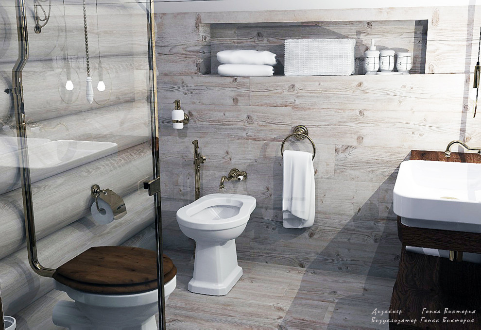 Ванная комната (круглый брус) с элементами лофта