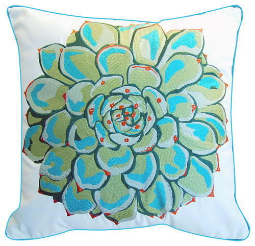 Succulent Motif Outdoor Sunbrella Pillow