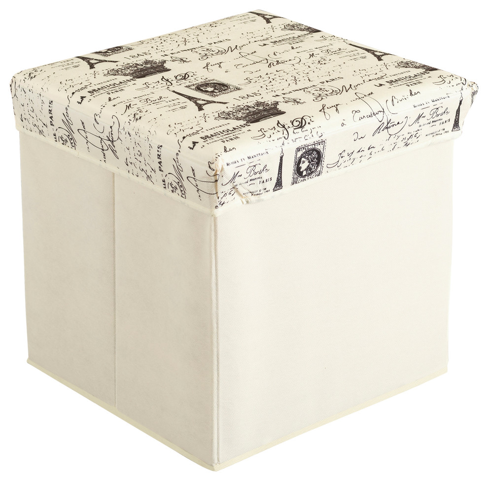 Vintage Paris Foldable Storage Ottoman Contemporary Footstools And Ottomans By Home Basics