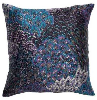 Rizzy Home Detailed Peacock Wing Decorative Throw Pillow
