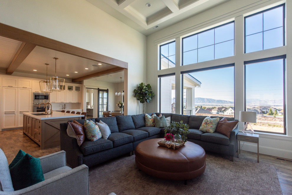Large country open concept family room in Salt Lake City.