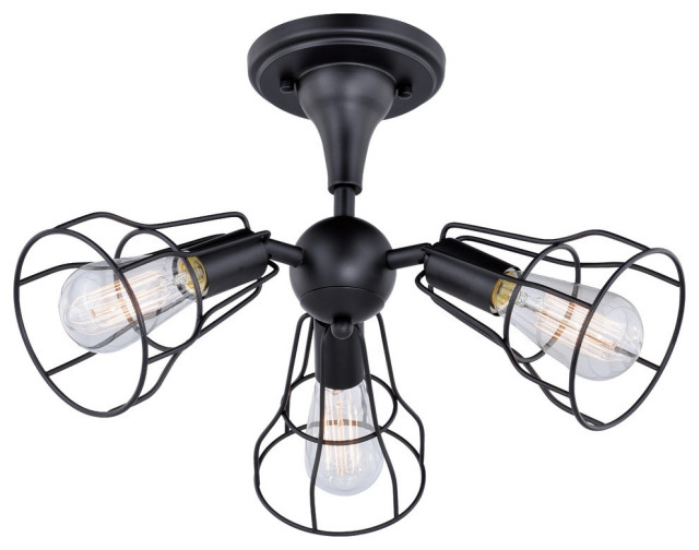 Clybourn 20 In W Bronze Wire Cage Adjustable Semi Flush Mount Ceiling Light Industrial Flush Mount Ceiling Lighting By Buildcom