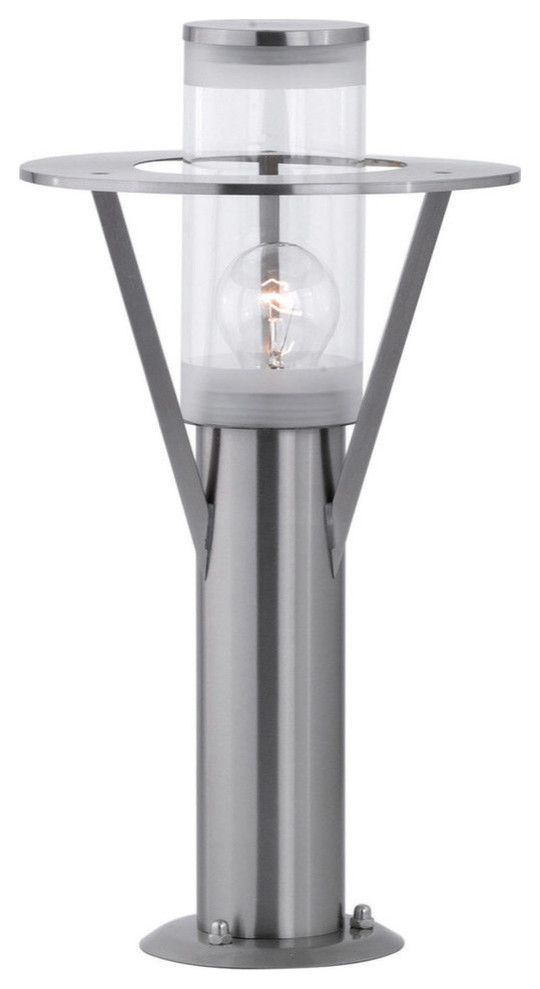 1x100W Outdoor Path Light, Staineless Steel Finish & Clear Glass