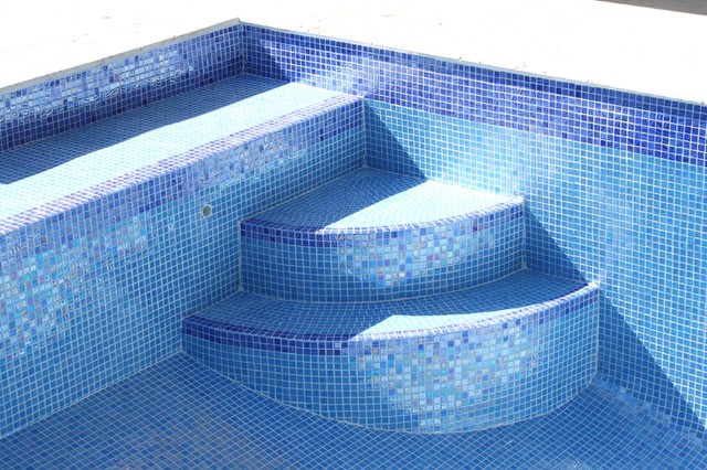Iridescent blue glass tile - Traditional - Pool - Miami - by Foreverpools