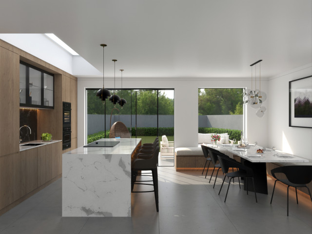 Zen Courtyard House contemporary-kitchen