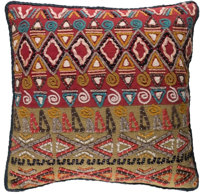 Surya Rokel ROK-001 Bohemian/Global Woven Pillow, Lumbar 13"x19" Cover Only
